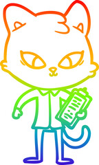 rainbow gradient line drawing cute cartoon cat