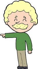 cartoon man with mustache pointing