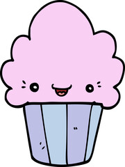 cartoon cupcake with face