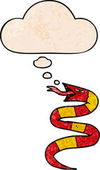 cartoon snake and thought bubble in grunge texture pattern style
