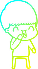 cold gradient line drawing happy cartoon boy