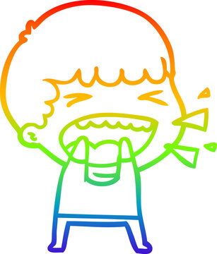 recommend clip art: rainbow gradient line drawing cartoon laughing man