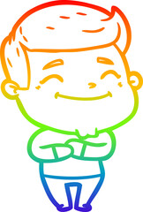 rainbow gradient line drawing happy cartoon man