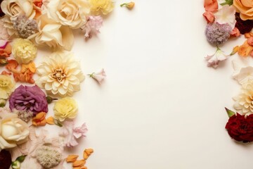Naklejka na ściany i meble Flowers on a cream colored background. Generative AI