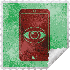 cell phone watching you square peeling sticker