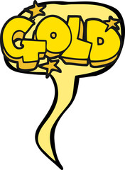 speech bubble cartoon word gold