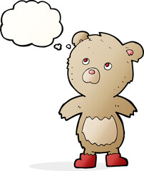 cartoon teddy bear with thought bubble