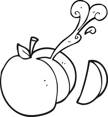 black and white cartoon sliced apple
