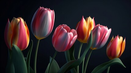 colorful realistic tulip background for desktop wallpaper, website header, social media, and more: beautiful close-up floral design. generative ai