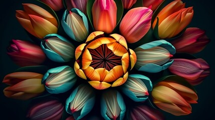 colorful realistic tulip background for desktop wallpaper, website header, social media, and more: beautiful close-up floral design. generative ai