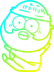 cold gradient line drawing cartoon bearded man