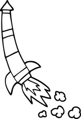 line drawing cartoon space rocket