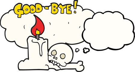 thought bubble cartoon goodbye sign