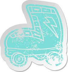 distressed old sticker roller skate boot