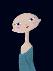 Cute girl with blue eyes. Vector file for designs.