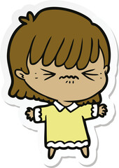 sticker of a annoyed cartoon girl