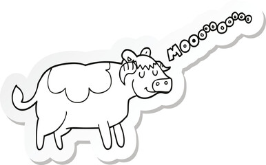 sticker of a cartoon cow