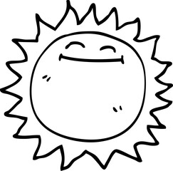 line drawing cartoon shining sun