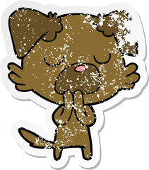 distressed sticker of a cartoon dog