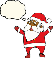 cartoon santa claus with thought bubble