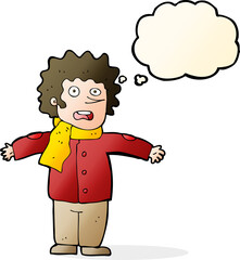 cartoon surprised man with thought bubble