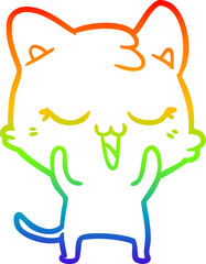 rainbow gradient line drawing cartoon cat