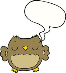 cute cartoon owl and speech bubble