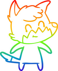 rainbow gradient line drawing cartoon friendly fox