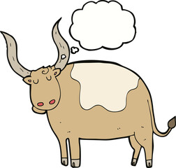 cartoon ox with thought bubble