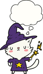 cartoon cat wizard and thought bubble