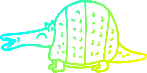cold gradient line drawing cartoon armadillo