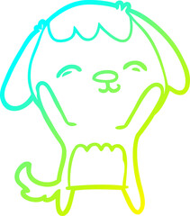 cold gradient line drawing happy cartoon dog