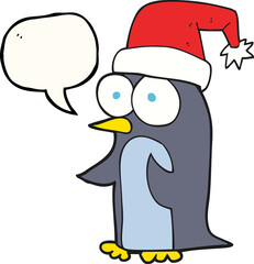 speech bubble cartoon christmas penguin