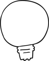 black and white cartoon light bulb