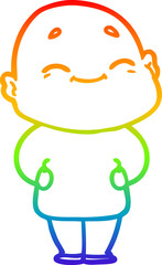 rainbow gradient line drawing cartoon happy bald man