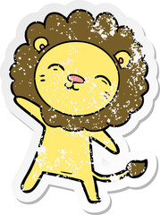 distressed sticker of a cartoon lion