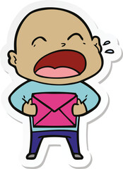 sticker of a cartoon shouting bald man