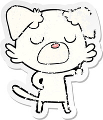 distressed sticker of a cartoon dog