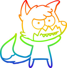 rainbow gradient line drawing cartoon grinning fox