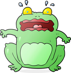 cartoon funny frightened frog