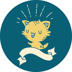 icon of tattoo style happy cat