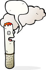 cartoon cigarette with speech bubble