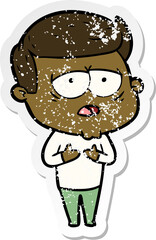 distressed sticker of a cartoon tired man