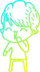 cold gradient line drawing cartoon laughing woman