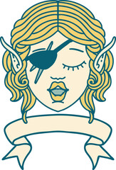 elf rogue character face with banner illustration
