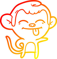 warm gradient line drawing funny cartoon monkey pointing