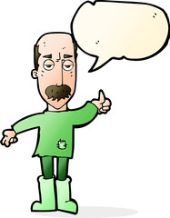 cartoon annoyed old man with speech bubble