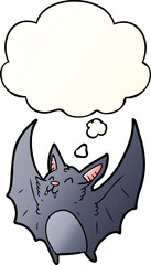 cartoon halloween bat and thought bubble in smooth gradient style