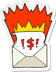 sticker of a cartoon abusive letter