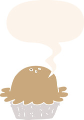 cartoon pie and speech bubble in retro style